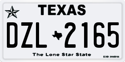 TX license plate DZL2165