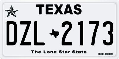 TX license plate DZL2173