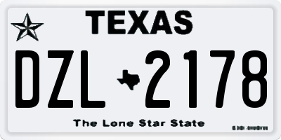 TX license plate DZL2178