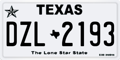 TX license plate DZL2193