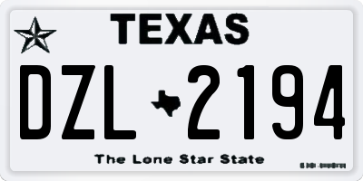 TX license plate DZL2194