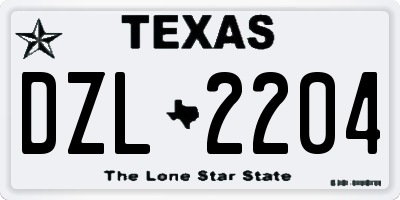 TX license plate DZL2204