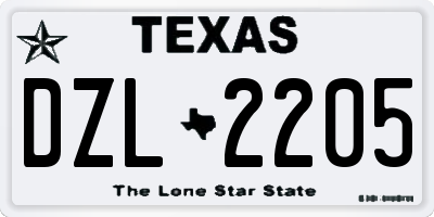 TX license plate DZL2205