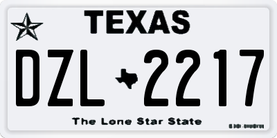 TX license plate DZL2217