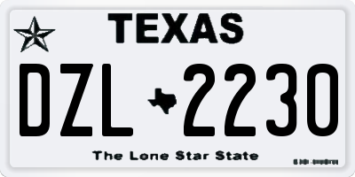 TX license plate DZL2230
