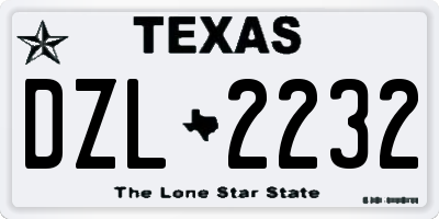 TX license plate DZL2232