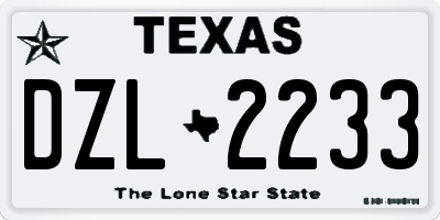 TX license plate DZL2233