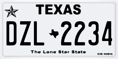TX license plate DZL2234