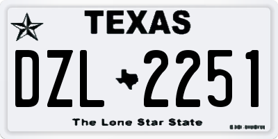 TX license plate DZL2251