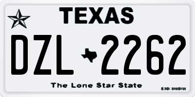 TX license plate DZL2262