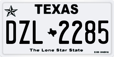 TX license plate DZL2285
