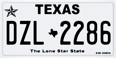 TX license plate DZL2286
