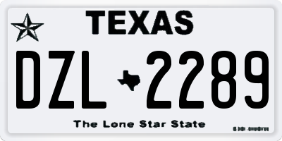 TX license plate DZL2289