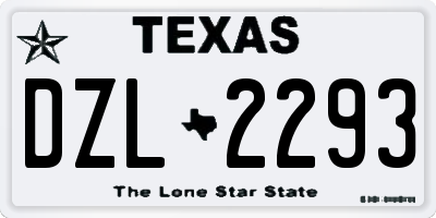 TX license plate DZL2293