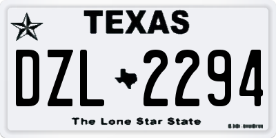 TX license plate DZL2294