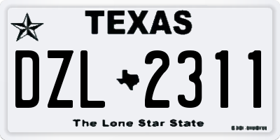 TX license plate DZL2311