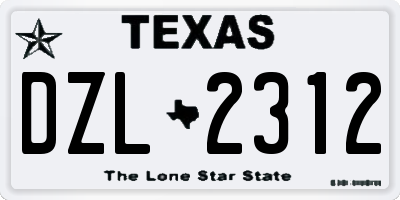 TX license plate DZL2312