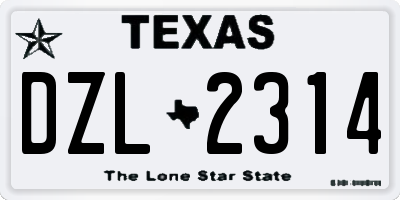 TX license plate DZL2314