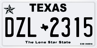 TX license plate DZL2315