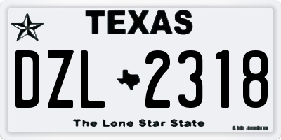 TX license plate DZL2318