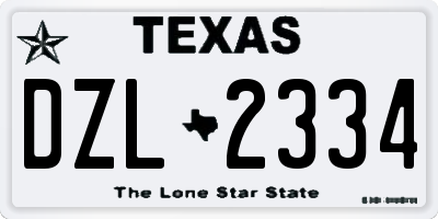 TX license plate DZL2334