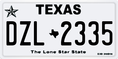 TX license plate DZL2335