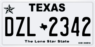 TX license plate DZL2342