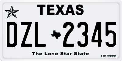 TX license plate DZL2345