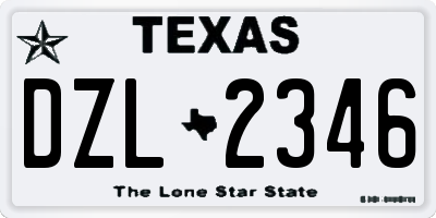 TX license plate DZL2346
