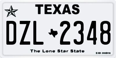 TX license plate DZL2348