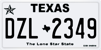 TX license plate DZL2349