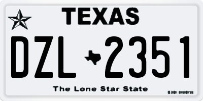 TX license plate DZL2351