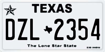 TX license plate DZL2354