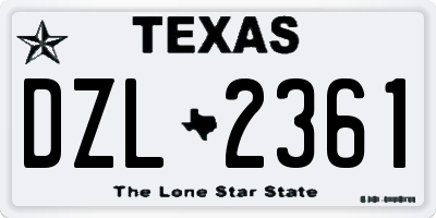 TX license plate DZL2361