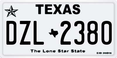 TX license plate DZL2380