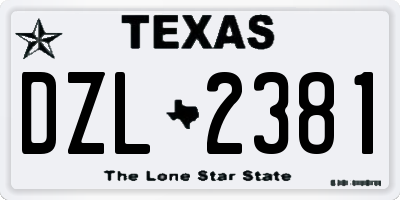 TX license plate DZL2381