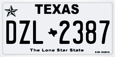 TX license plate DZL2387