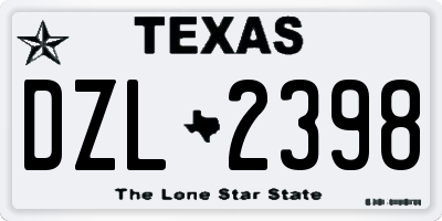 TX license plate DZL2398
