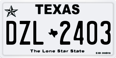 TX license plate DZL2403