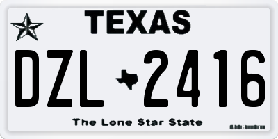 TX license plate DZL2416