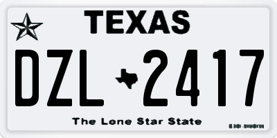 TX license plate DZL2417