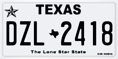 TX license plate DZL2418