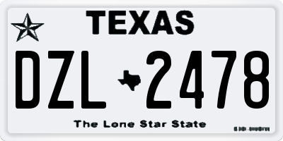 TX license plate DZL2478