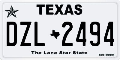 TX license plate DZL2494