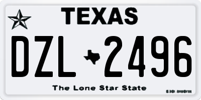 TX license plate DZL2496