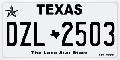 TX license plate DZL2503