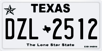 TX license plate DZL2512
