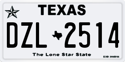 TX license plate DZL2514