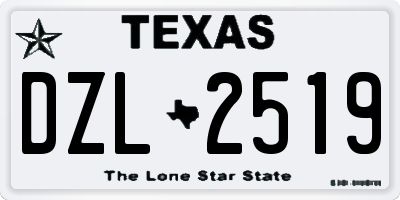 TX license plate DZL2519