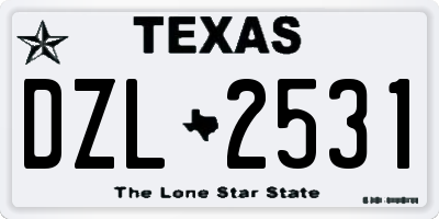 TX license plate DZL2531